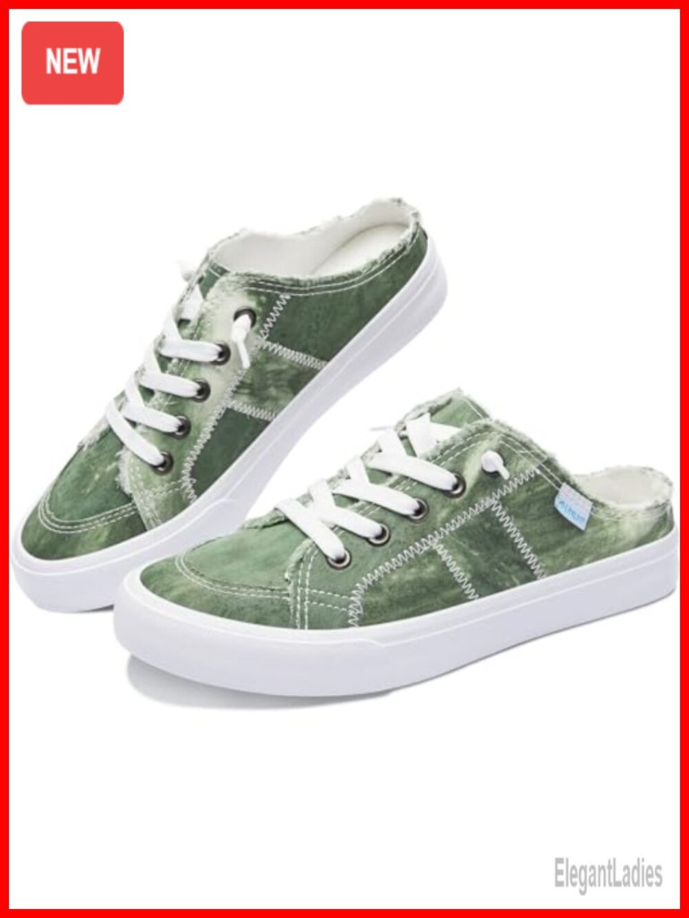 Women Canvas Mules Memory Foam Slip-On Backless Sneakers Comfortable Walking